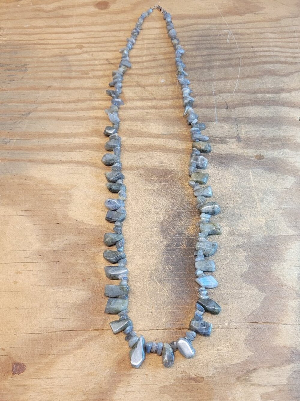 JTV 925 Sterling Silver Freeform Labradorite Chip Nugget Strand Necklace